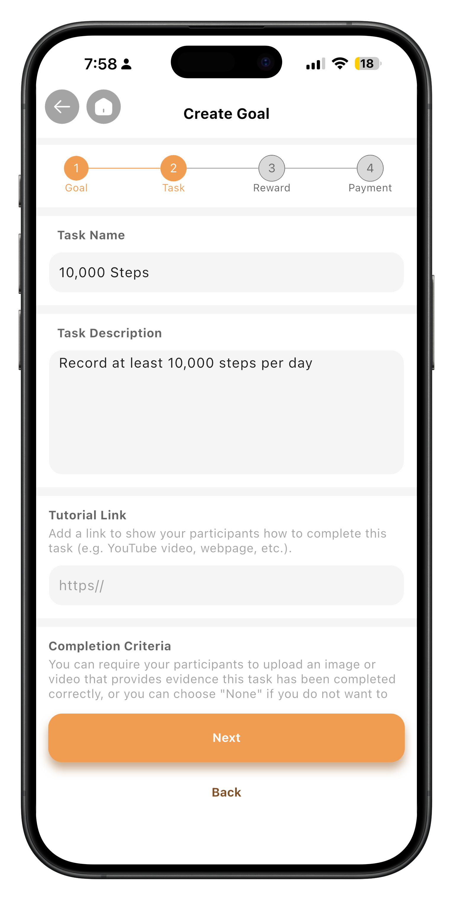 Create goal step 13